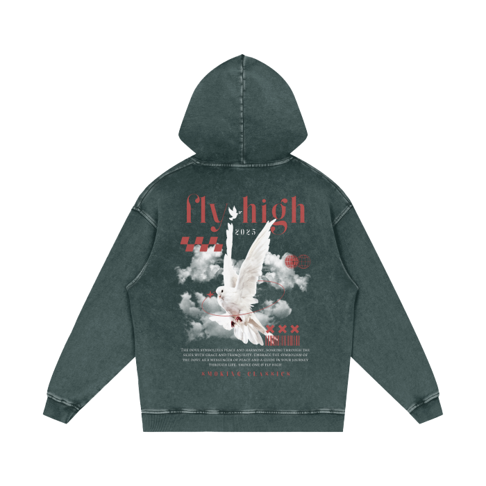 SMOKING CLASSICS Acid Wash Oversize Hoodie