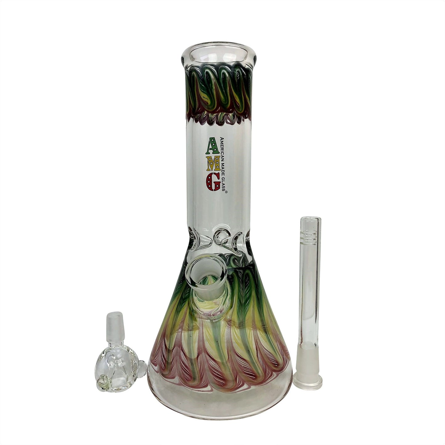 AMG Glass 10 inch Rasta Glass Water Pipe Bong