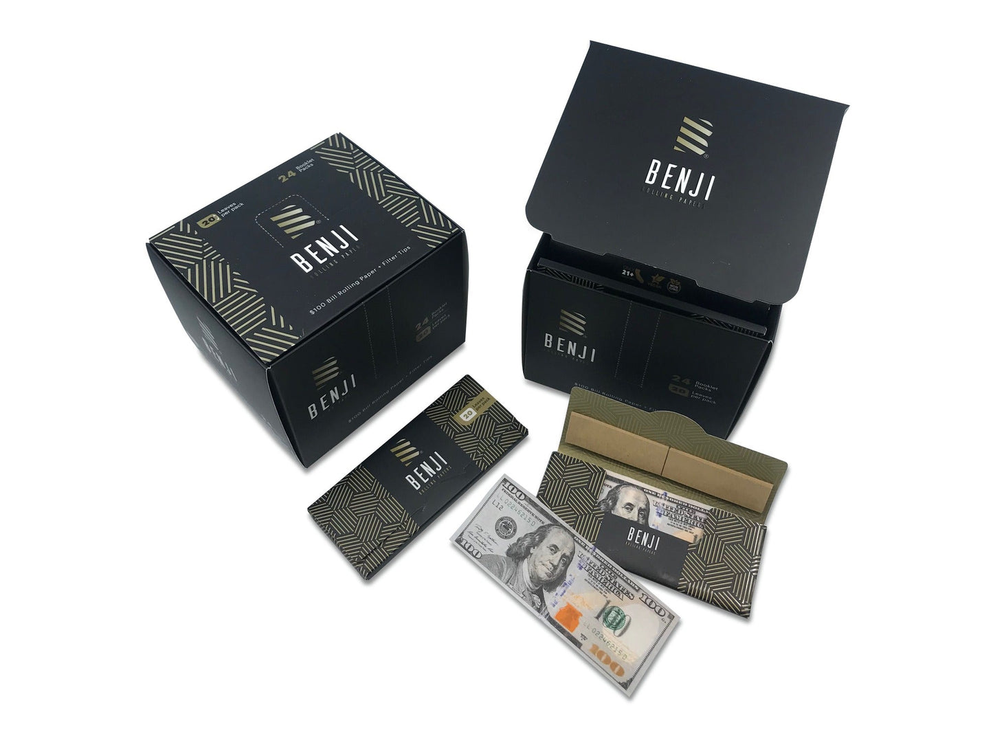 Benji $100 print Rolling Paper Booklets (box of 24)